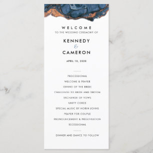 Blue Hand Painted Marble Wedding Ceremony Program