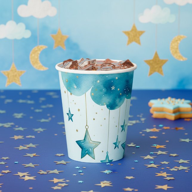 Blue hanging stars paper cup (Blue hanging stars paper cup.)