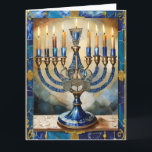 Blue Hanukkah Menorah Card<br><div class="desc">You are viewing The Lee Hiller Photography Art and Designs Collection of Home and Office Decor, Apparel, Gifts and Collectibles. The Designs include Lee Hiller Photography and Mixed Media Digital Art Collection http://LeeHiller.com</div>