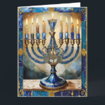 Blue Hanukkah Menorah Card<br><div class="desc">You are viewing The Lee Hiller Photography Art and Designs Collection of Home and Office Decor,  Apparel,  Gifts and Collectibles. The Designs include Lee Hiller Photography and Mixed Media Digital Art Collection http://LeeHiller.com</div>