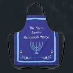 Blue HANUKKAH Menorah Customize  Apron<br><div class="desc">Personalize
Add your name and customize your Holiday Season message.
 I love painting and design! I hope you enjoy my artwork.</div>