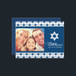 Blue Hanukkah Stars Of David Pattern Photo Modern Holiday Postcard<br><div class="desc">Designed by fat*fa*tin. Easy to customize with your own text,  photo or image. For custom requests,  please contact fat*fa*tin directly. Custom charges apply.

www.zazzle.com/fat_fa_tin
www.zazzle.com/color_therapy
www.zazzle.com/fatfatin_blue_knot
www.zazzle.com/fatfatin_red_knot
www.zazzle.com/fatfatin_mini_me
www.zazzle.com/fatfatin_box
www.zazzle.com/fatfatin_design
www.zazzle.com/fatfatin_ink</div>