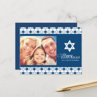 Blue Hanukkah Stars Of David Pattern Photo Modern