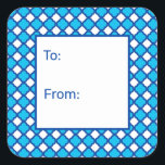 Blue Hanukkah To From Square Sticker<br><div class="desc">These fabulous gift tags would look great on all your Hanukkah gifts.  They are so festive with a blue and white quatrefoil pattern with a Moroccan feel.  They'll look so cute on your gifts.</div>