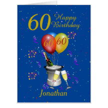 Blue Happy 60th Birthday Celebration Big