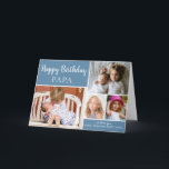 Blue Happy Birthday PAPA Photo Collage Card<br><div class="desc">This modern birthday card for PAPA features a 4 photo collage for your favourite photos with a blue sage green background. The inside has been left blank for your special message This template can be personalized to suit your needs with - "Papa",  "Nonno",  "Dad",  "Daddy" etc</div>