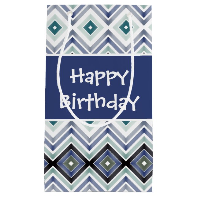 Blue Happy Birthday Small Gift Bag (Front)