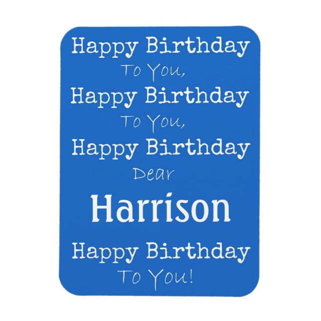 Blue Happy Birthday Song Premium Flexi Magnet (Vertical)