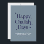 Blue Happy Challah Days Funny Hanukkah Holiday Card<br><div class="desc">© Gorjo Designs. Made for you via the Zazzle platform.

// Need help customizing your design? Got other ideas? Feel free to contact me (Zoe) directly via the contact button below.</div>