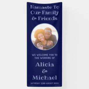 Blue Happy Couple Name And Photo Wedding Welcome Banner