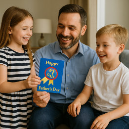 Blue Happy Father's Day Card
