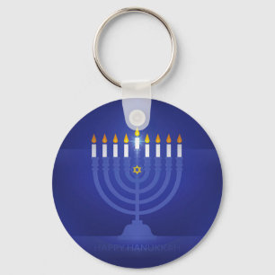 blue happy hanukkah keychain