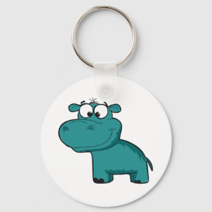 Blue Happy Hippo Keychain