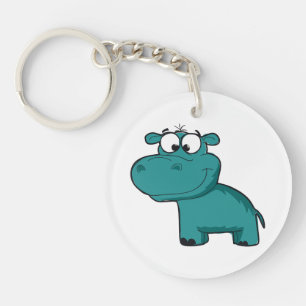 Blue Happy Hippo Keychain