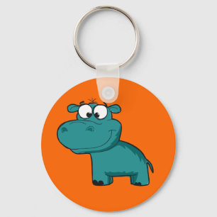 Blue Happy Hippo Keychain