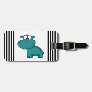 Blue Happy Hippo Luggage Tag
