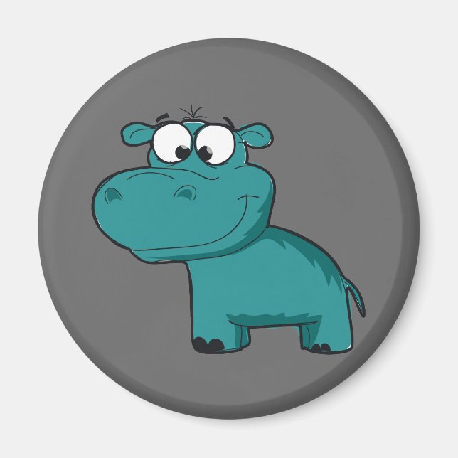 Blue Happy Hippo Magnet (Front)
