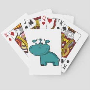 Blue Happy Hippo Playing Cards
