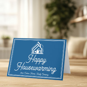 Blue Happy Housewarming Custom Real Estate Card
