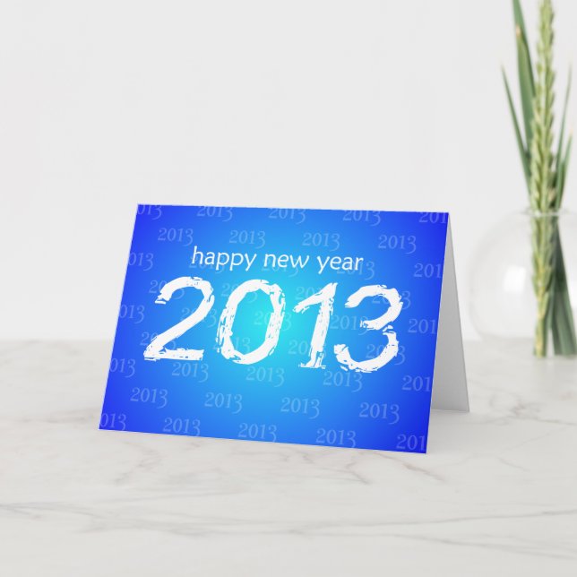 Blue Happy New Year Blank Card (Front)