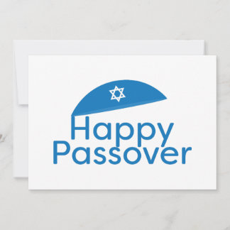 Blue Happy Passover Greeting with Kippah Holiday Card