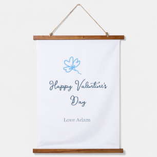 Blue happy Valentine's day love name flower rustic Hanging Tapestry