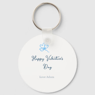 Blue happy Valentine's day love name flower rustic Keychain
