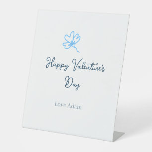 Blue happy Valentine's day love name flower rustic Pedestal Sign