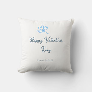 Blue happy Valentine's day love name flower rustic Throw Pillow