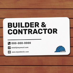 Blue Hard Hat - Builder & Contractor Business Card