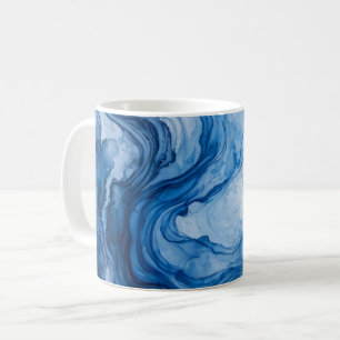 Blue Harmonious Flow Blue White Abstract Coffee Mug