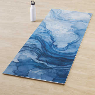 Blue Harmonious Flow Blue White Abstract Yoga Mat