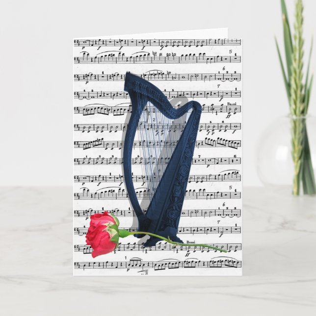 Blue harp and Roses Card (Front)