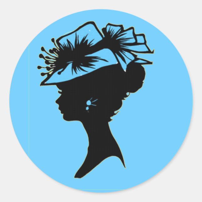 Blue Hat Classic Round Sticker (Front)