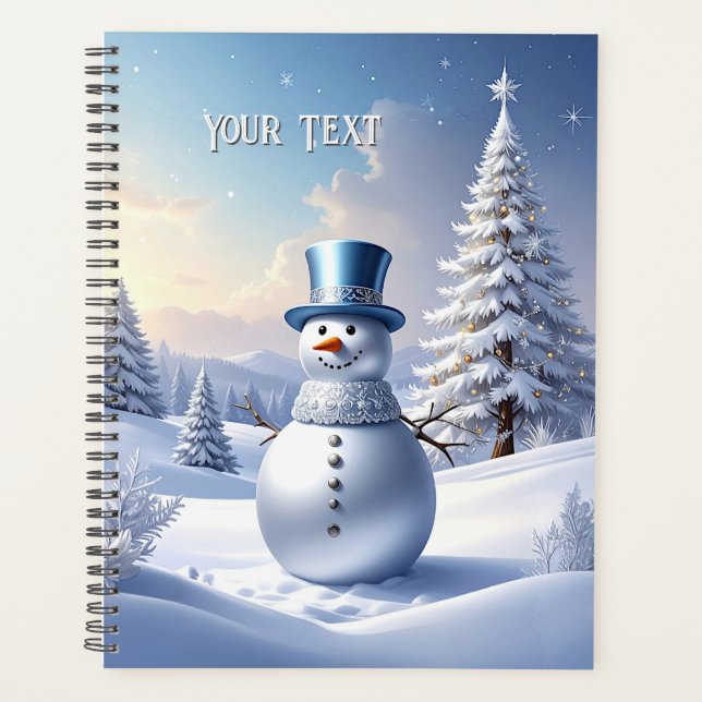 Blue Hat Snowman Christmas Tree Holiday Planner (Devant)