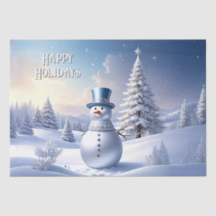 Blue Hat Snowman Christmas Tree Holiday Tissue Paper