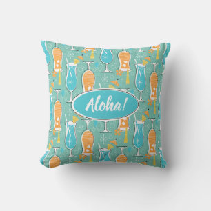 Blue Hawaii and Tropical Itch - Bg Turquoise Outdoor Pillow