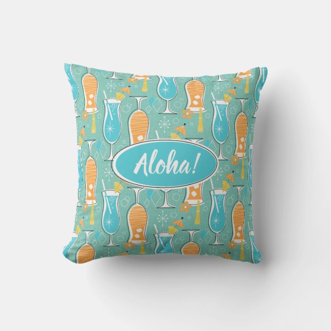 Blue Hawaii and Tropical Itch - Bg Turquoise Outdoor Pillow (Front)