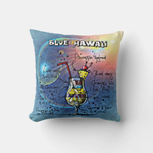 Blue Hawaii Cocktail (#1 of 12 Drink Recipe Sets) Throw Pillow