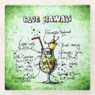 Blue Hawaii Drink Recipe Glass Coaster