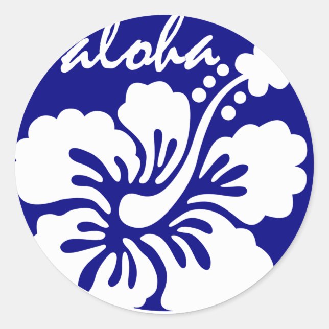blue Hawaii flower Classic Round Sticker (Front)
