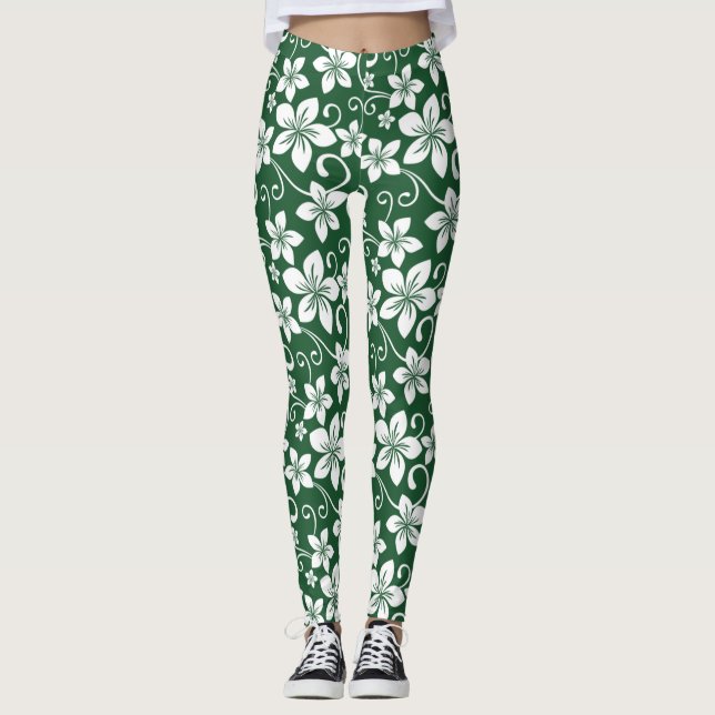 BLUE HAWAII (FOREST GREEN) LEGGINGS (Front)