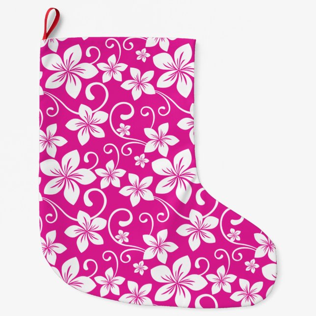BLUE HAWAII (HOT PINK) LARGE CHRISTMAS STOCKING (Front)