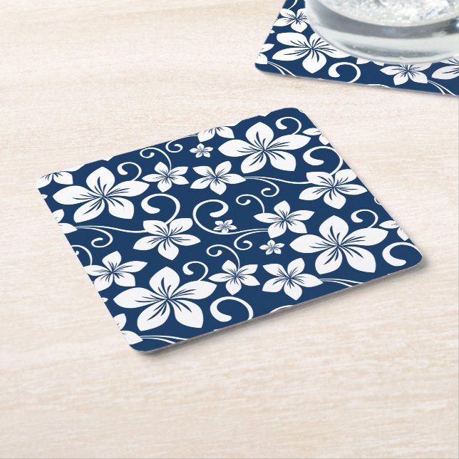 BLUE HAWAII (NAVY BLUE) SQUARE PAPER COASTER (Angled)