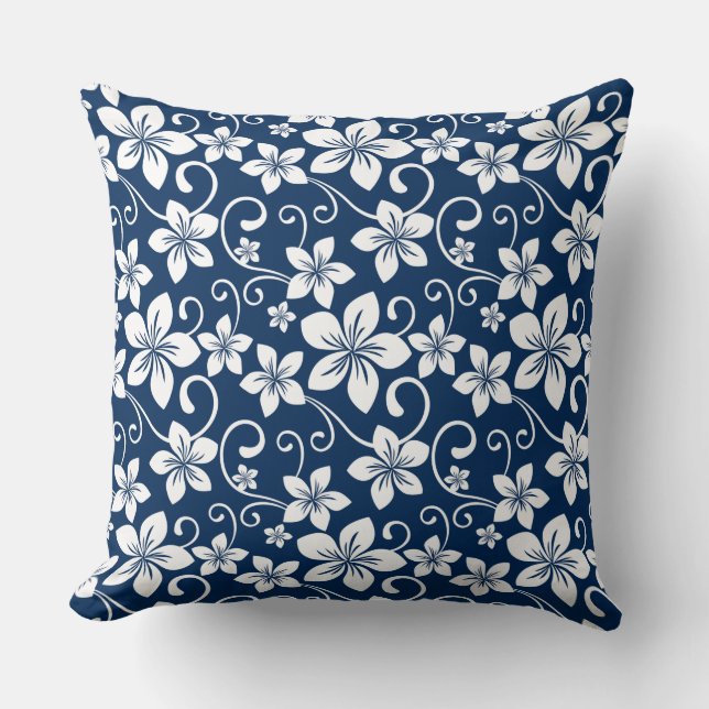 BLUE HAWAII (NAVY BLUE) THROW PILLOW (Front)