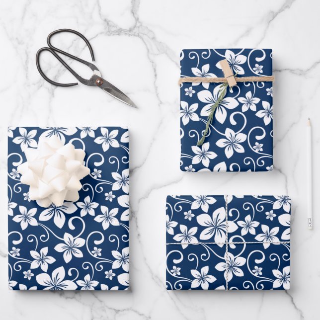 BLUE HAWAII (NAVY) WRAPPING PAPER SHEET (Front)