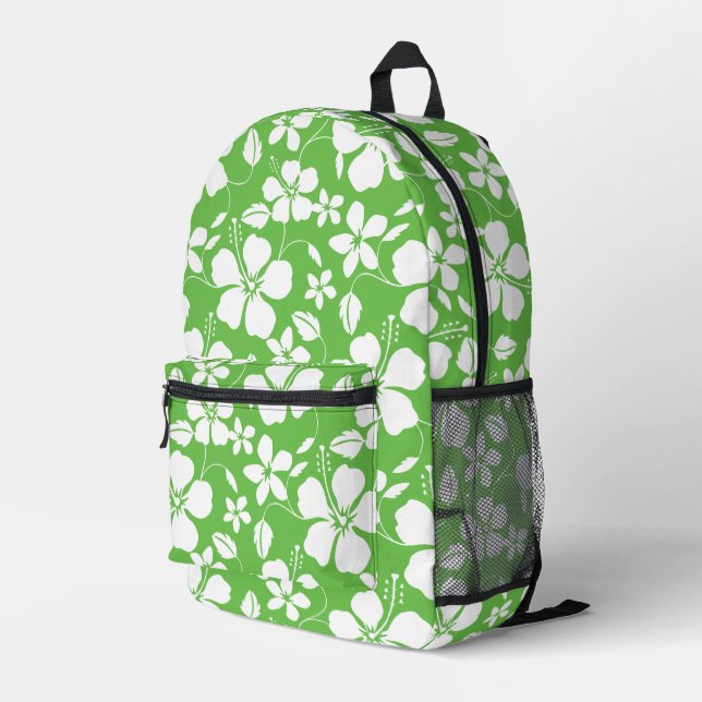 BLUE HAWAII PATTERN IN LIME PRINTED BACKPACK (Back Corner Right)