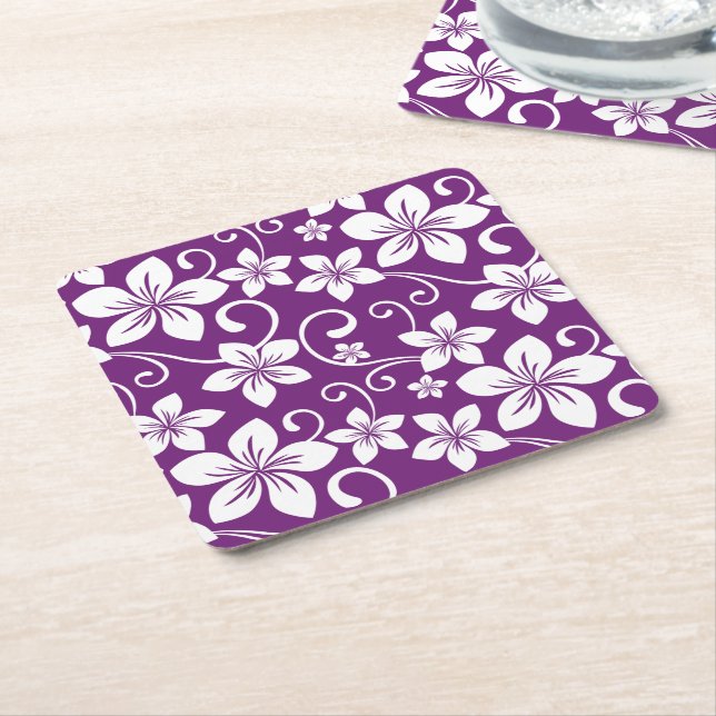 BLUE HAWAII (PLUM) SQUARE PAPER COASTER (Angled)