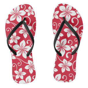 BLUE HAWAII (RED) FLIP FLOPS