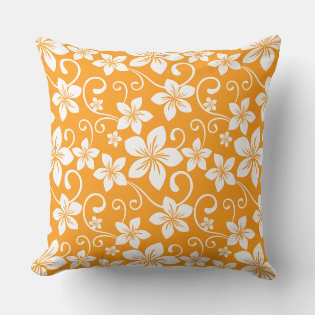BLUE HAWAII (TANGERINE) THROW PILLOW (Front)